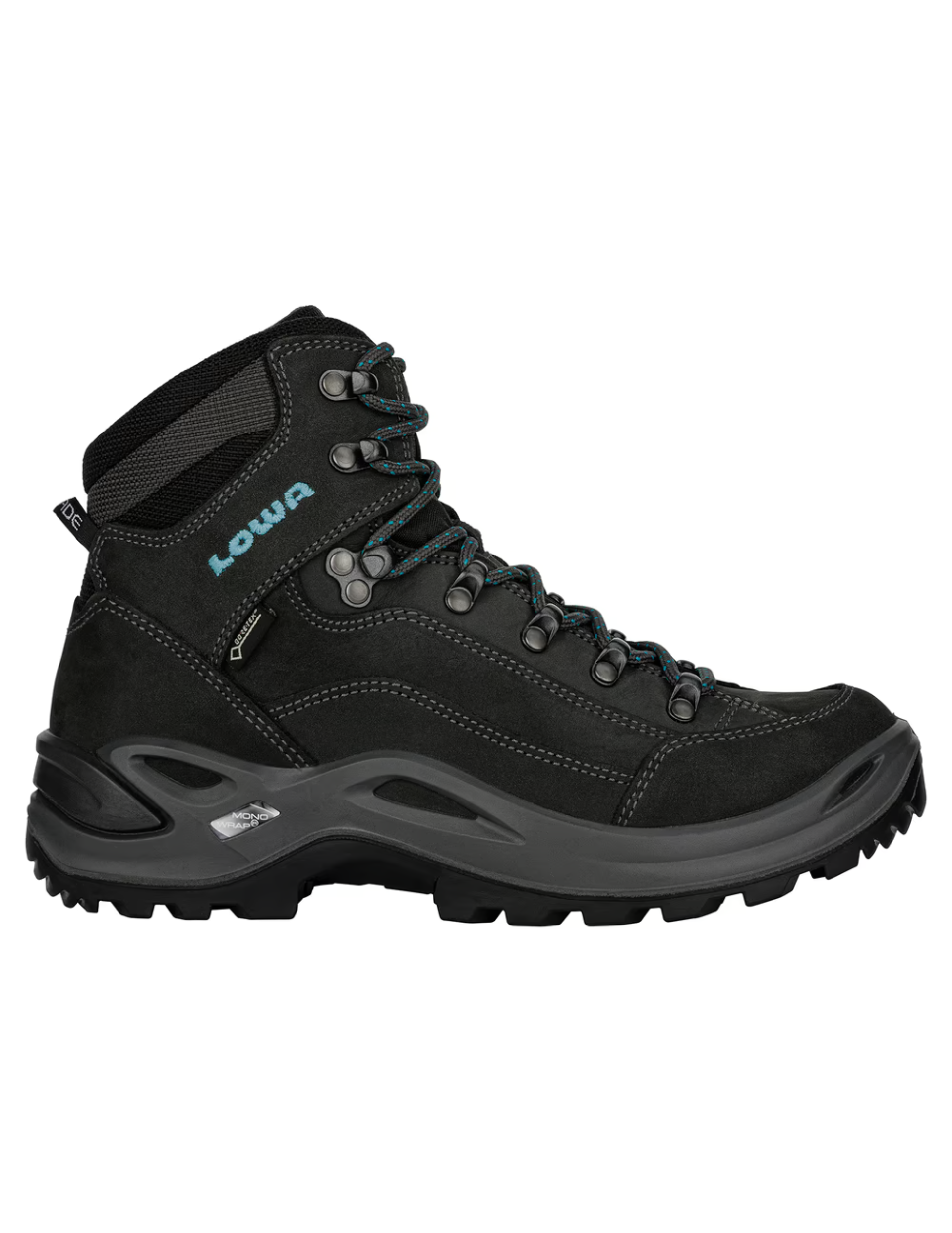 LOWA Chaussures de Randonnee Lowa Renegade Gore Tex Mid Femme Asphalt Turquoise Chaussures de randonnee femme Muule